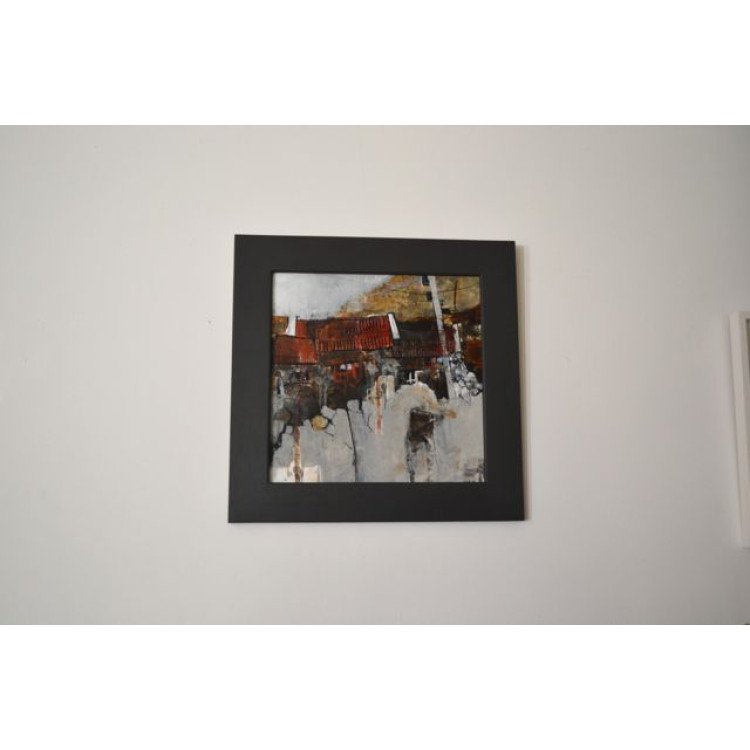 An Com, mixed media on board, 40x40cm